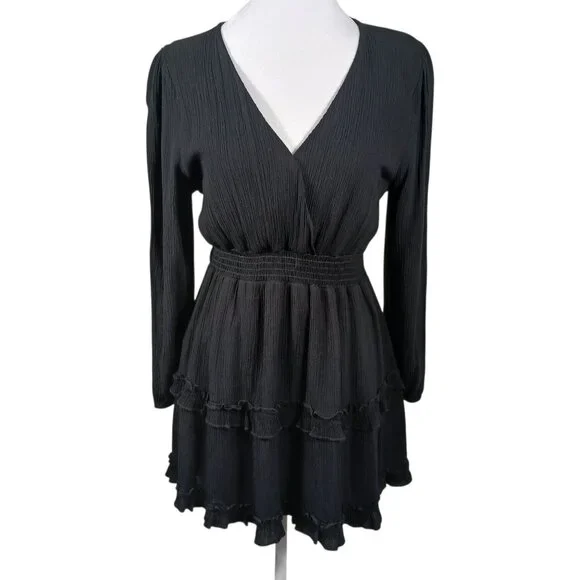 Altar'd State Black Tiered Mini Dress, "Lexley" Size Medium, Whimsey Goth,  Party